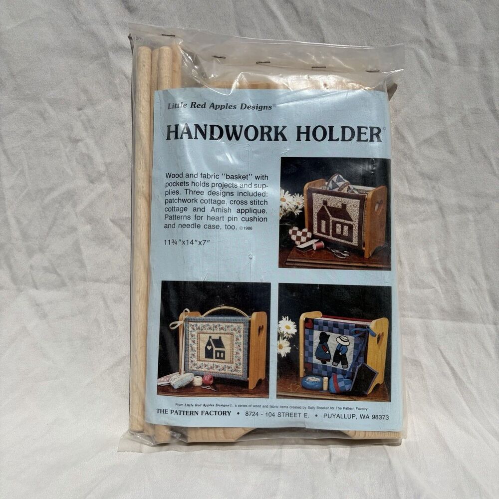 vintage 1986 Little Red Apples Designs "Handwork Holder" kit Cottagecore Granny